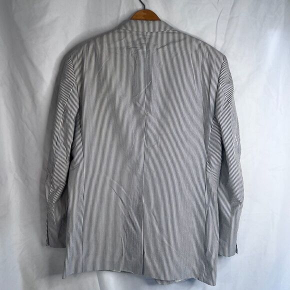 Jos A Bank Seersucker Striped 100% Cotton Blazer Preppy Single Breasted Size 43R - Picture 2 of 12